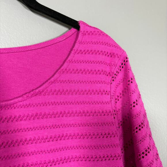 White Stag Bright Pink Crochet Lace Stripe Boho Top - Size XL (16-18) - Women's - Picture 2 of 6